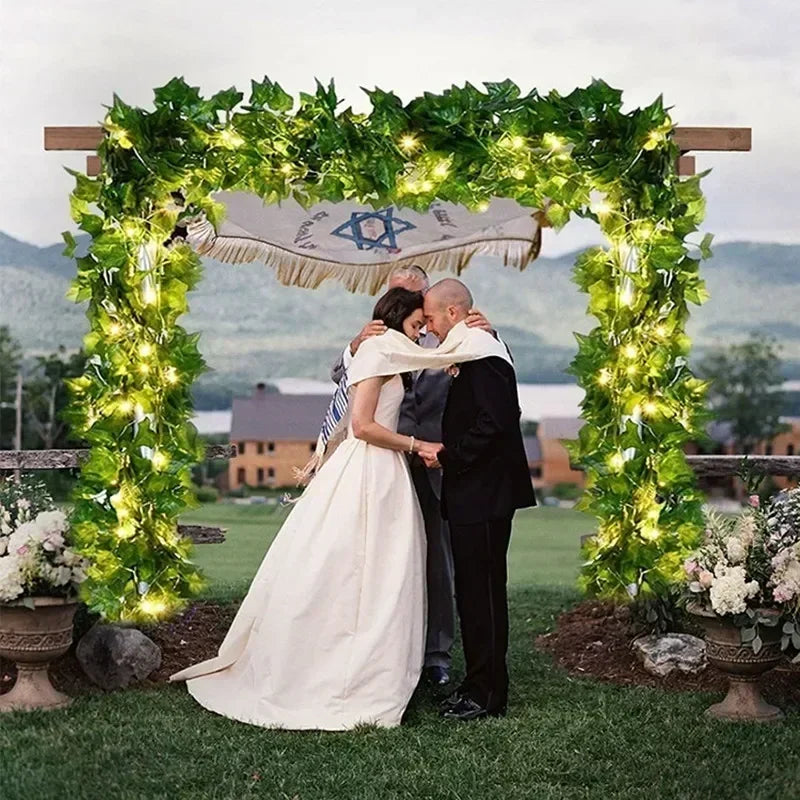 2M 5M LED Rose Flower String Lights Simulation Vine Leaf Fairy Light Christmas Decoration Garland Lamp for Room Wedding Garden