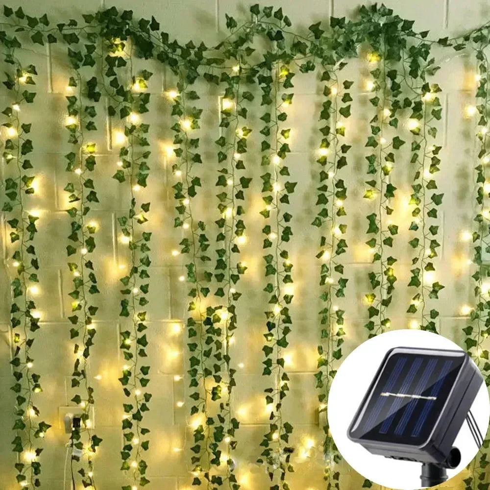 2/5/10M Solar Sunflower Light String Outdoor Fairy Lamp 8 Mode Artificial Plant Leaf for Wedding Camping Garden Fence Decoration