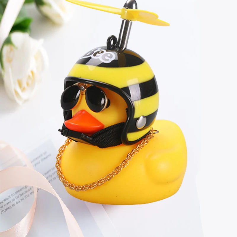 Hot Car Cute Little Pink Duck With Helmet Propeller Wind-breaking Wave-breaking Pink Bike Motorc Riding Auto Internal Decoration