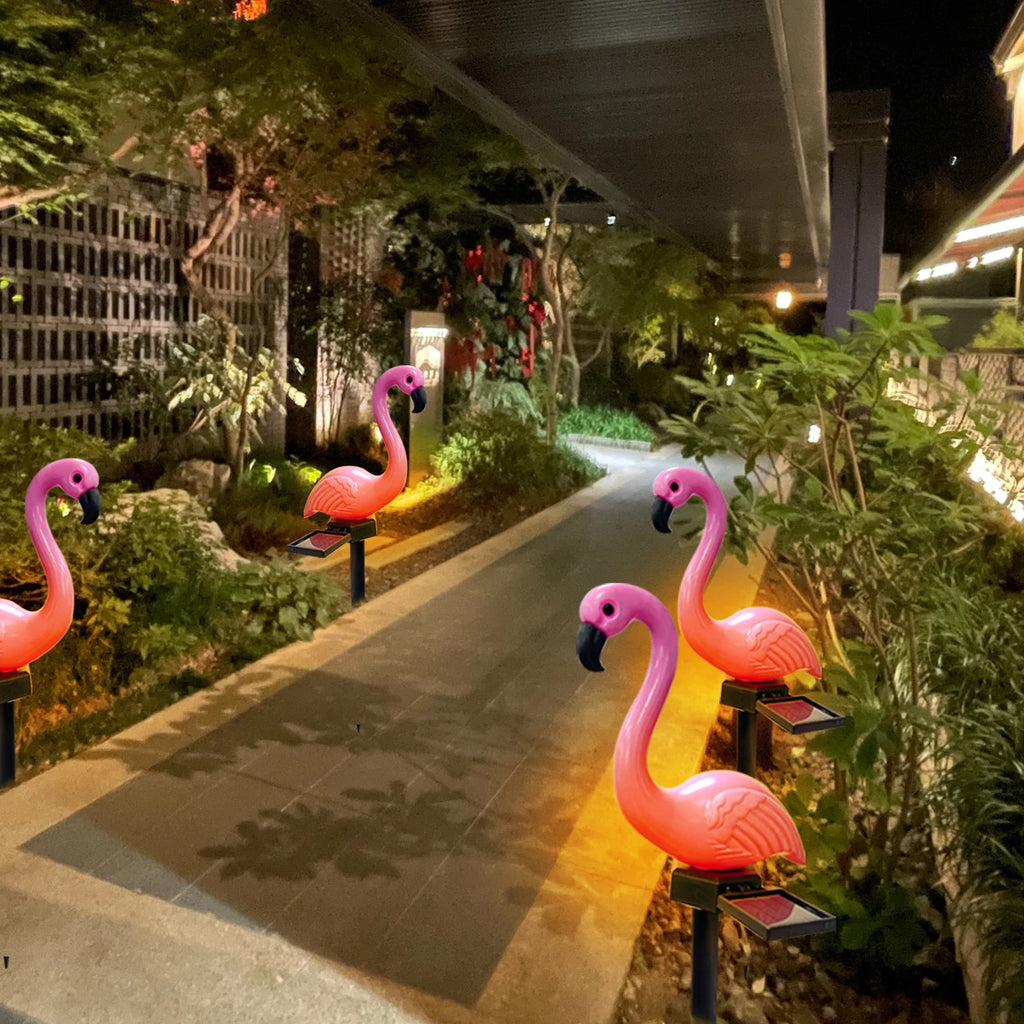1pc Solar Powered Flamingo Garden Landscape Lights Lawn Decorative Path Lamp For Home Garden Summer Pool Wedding Decoration