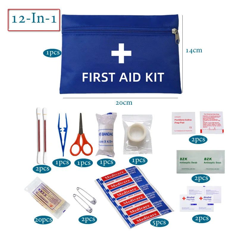 Portable First Aid Kit – Red or Blue, Multiple Kit Options