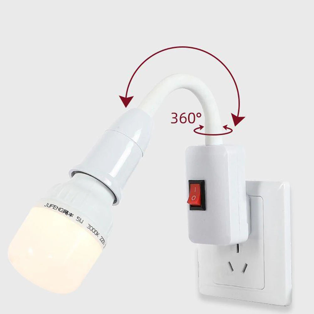 Plug-In E27 Lamp Holder with Switch & Flexible Neck