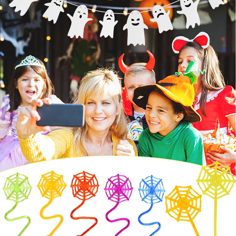 Stretchy Sticky Spider Web Toys – 10-Piece Random Color Pack