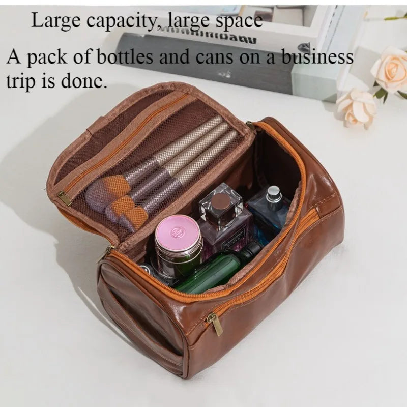 Faux Leather Travel Toiletry Bag