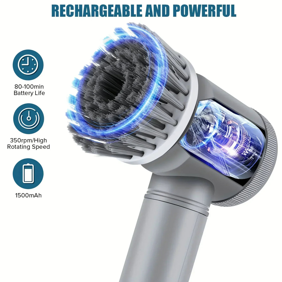 Rechargeable Electric Spin Scrubber with 5 Cleaning Heads
