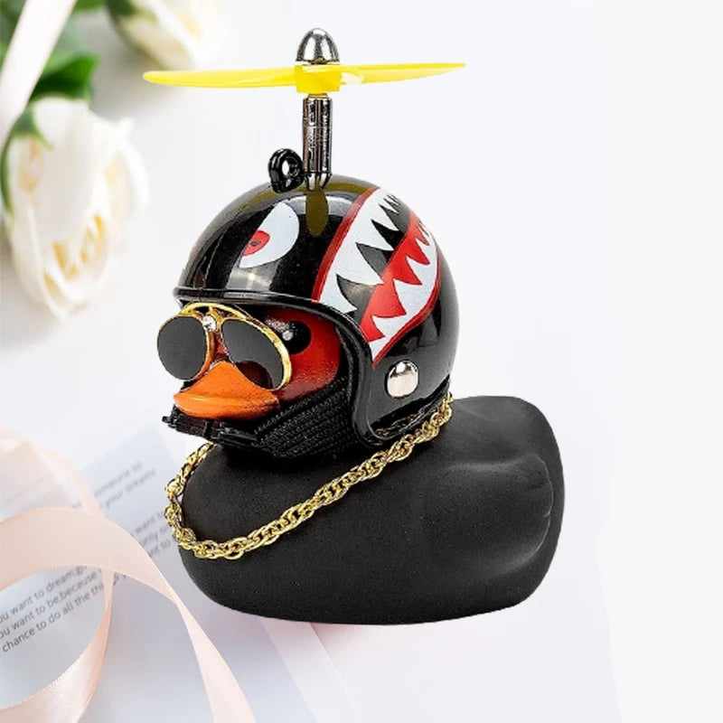 Hot Car Cute Little Pink Duck With Helmet Propeller Wind-breaking Wave-breaking Pink Bike Motorc Riding Auto Internal Decoration