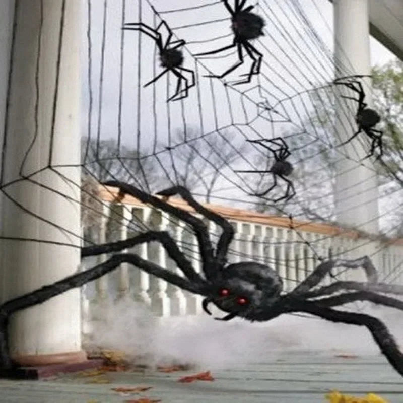 Black Plush Spider with Bendable Legs – Halloween Decoration