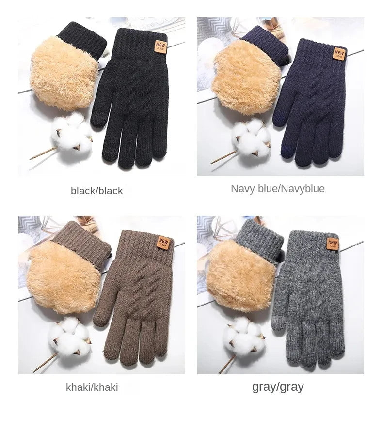 Unisex Lined Knit Winter Gloves