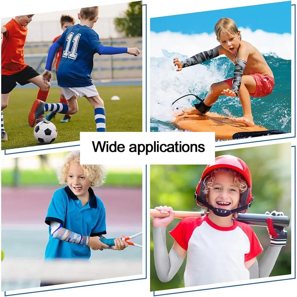 1 Pair Kids Sports Cooling Arm Sleeves Cover Sun UV Protection For 5-12 Years Girls Boys Elastic Ice Cuff Cycling Arm Warmer