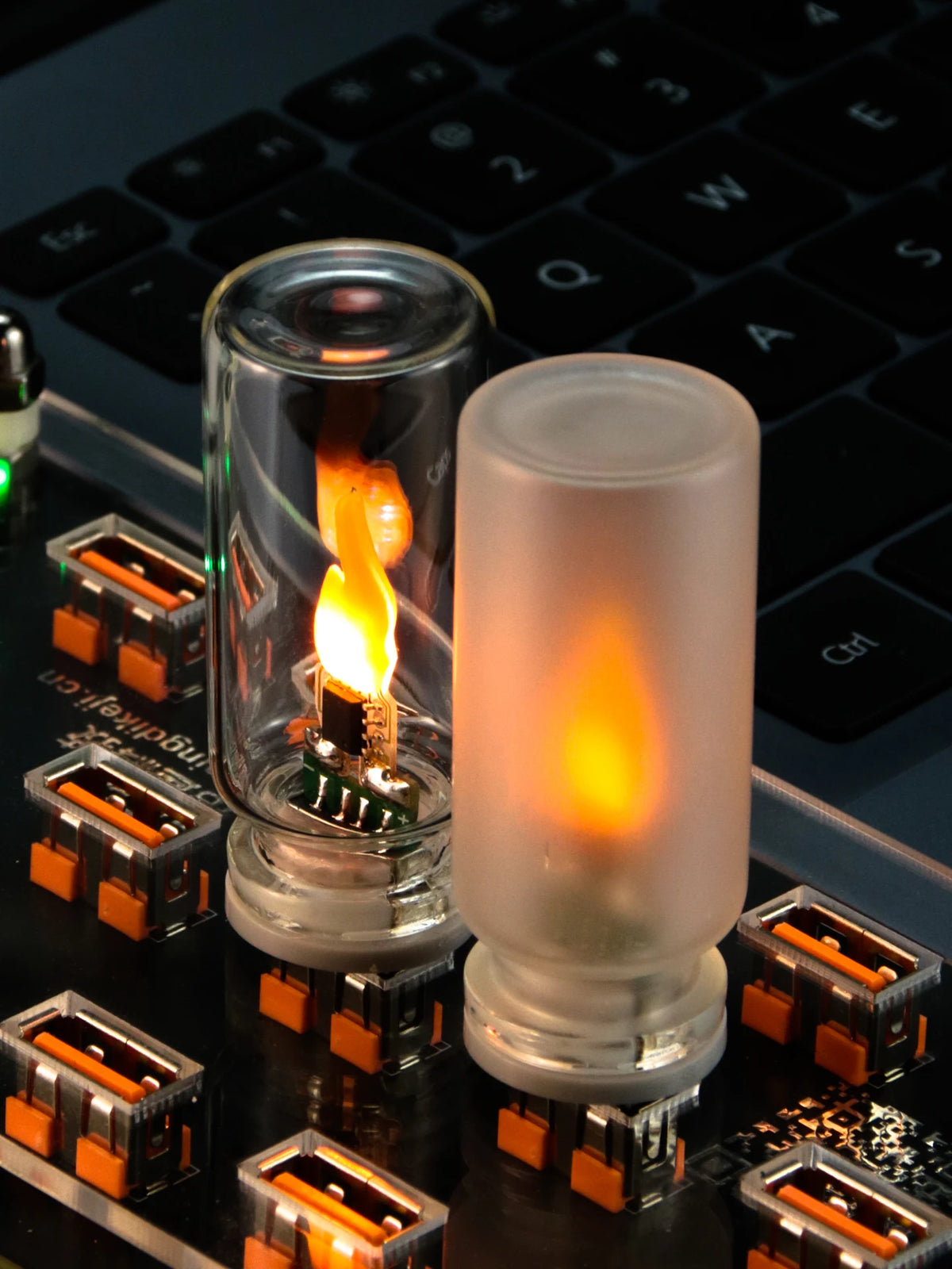 USB Flickering Flame LED Night Light – Clear or Frosted Glass