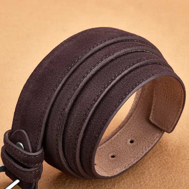 Suede-Look Casual Belt with Classic Pin Buckle