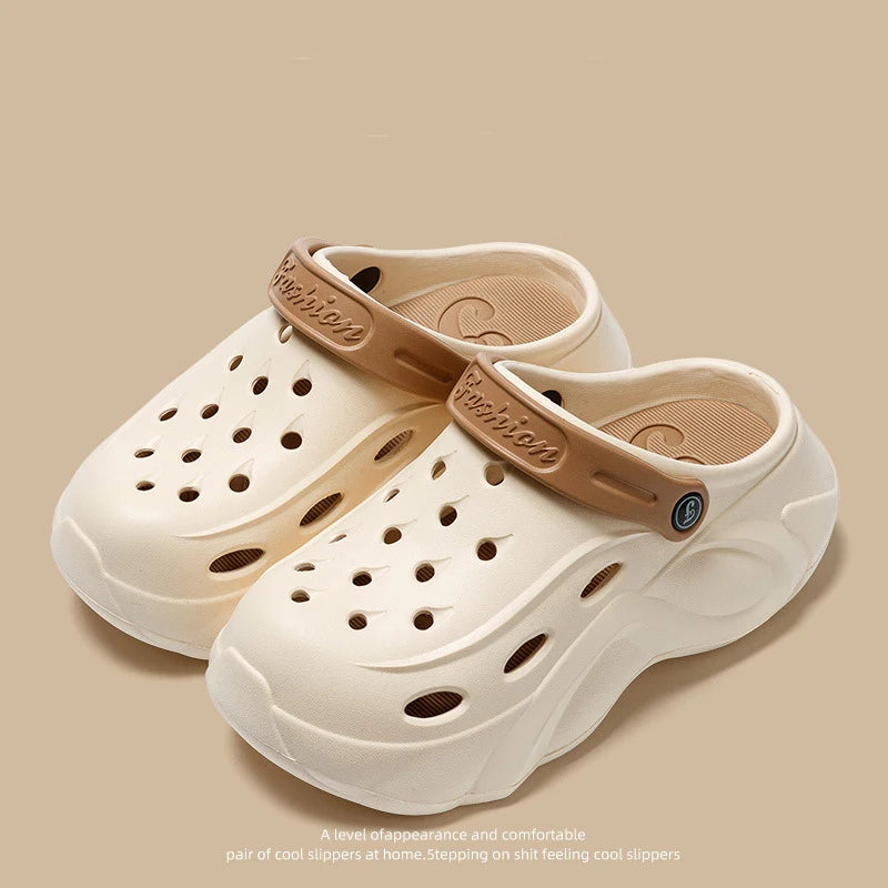 Luxury DIY Pearl Chain Non Slip Clogs Women Summer 2026 Comfort Platform Slip On Sandals EVA Thick Bottom Outdoor Slippers Shoes