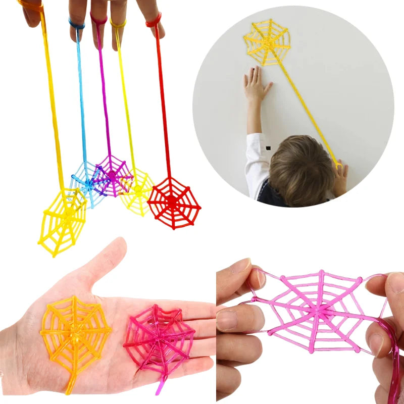 Stretchy Sticky Spider Web Toys – 10-Piece Random Color Pack