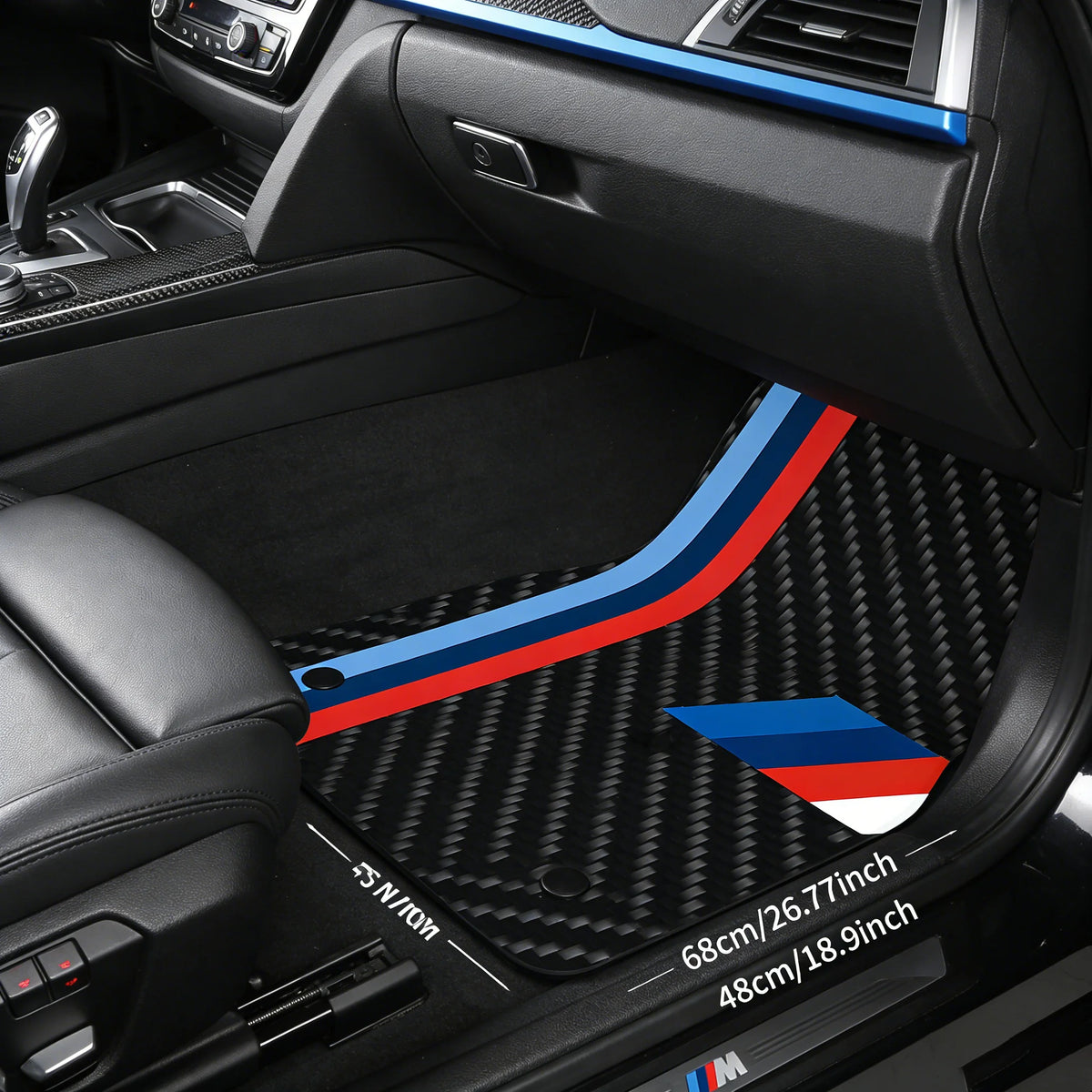 Sport-Stripe Car Floor Mats – 4-Piece Set