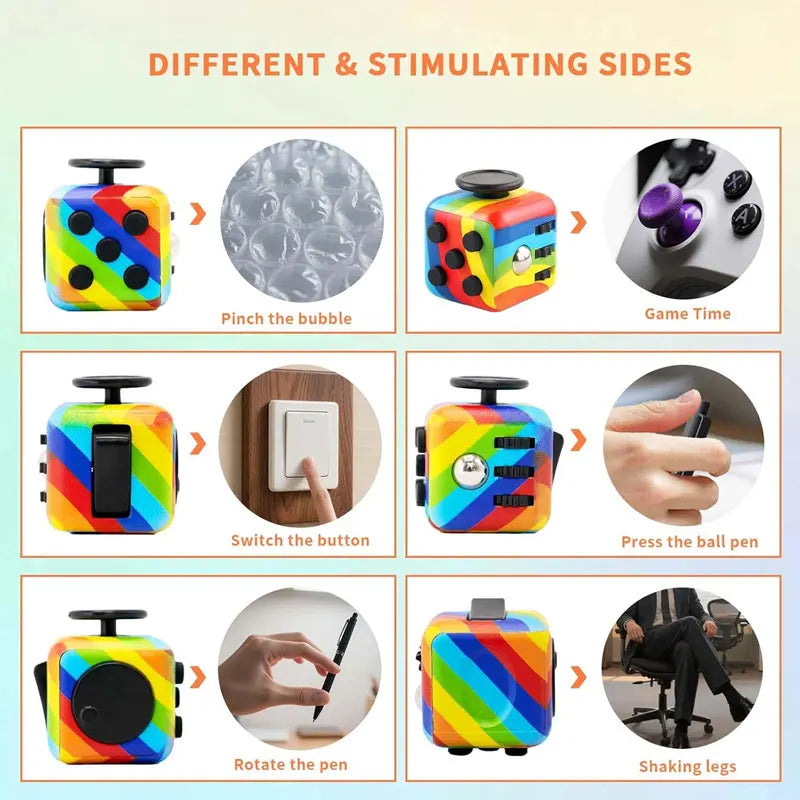 Fidget Cube Antistress Toy 8 Models 3.4cm 40g Hand Spinner Decompression Tool for Autism ADHD Anxiety Stress Relief Kids Adults