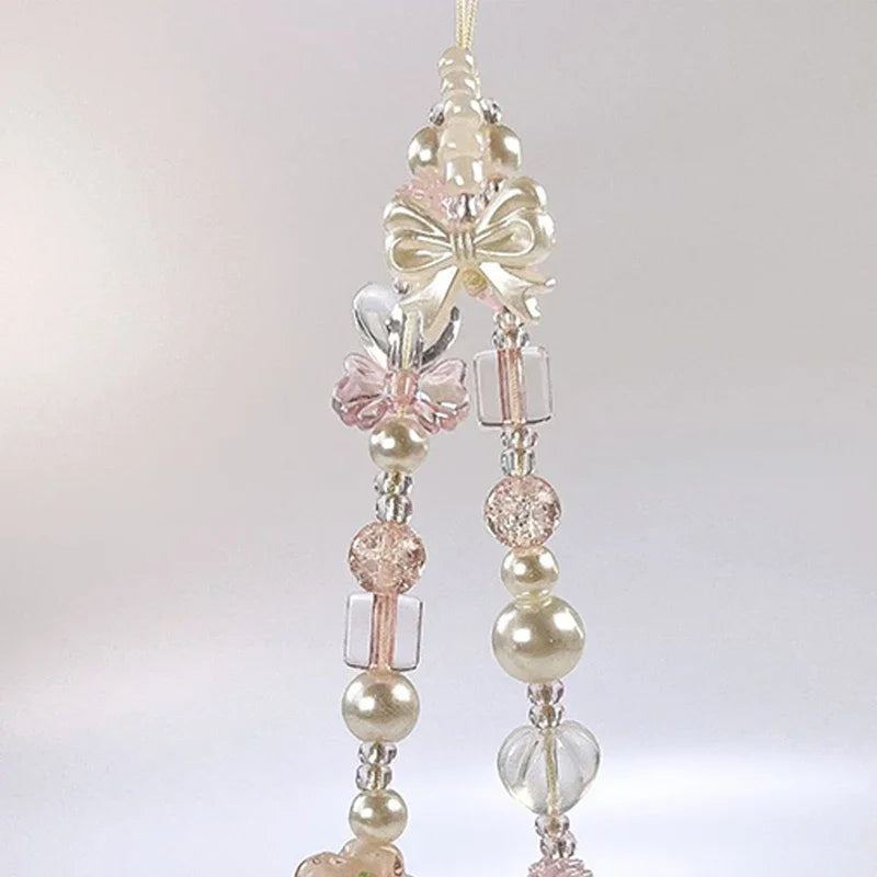 Bow & Flower Beaded Phone Charm Strap