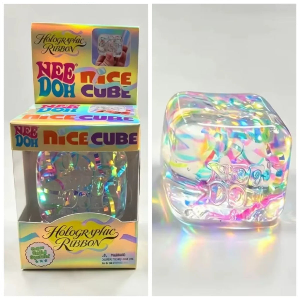 Holographic Ribbon Squeeze Fidget Cube