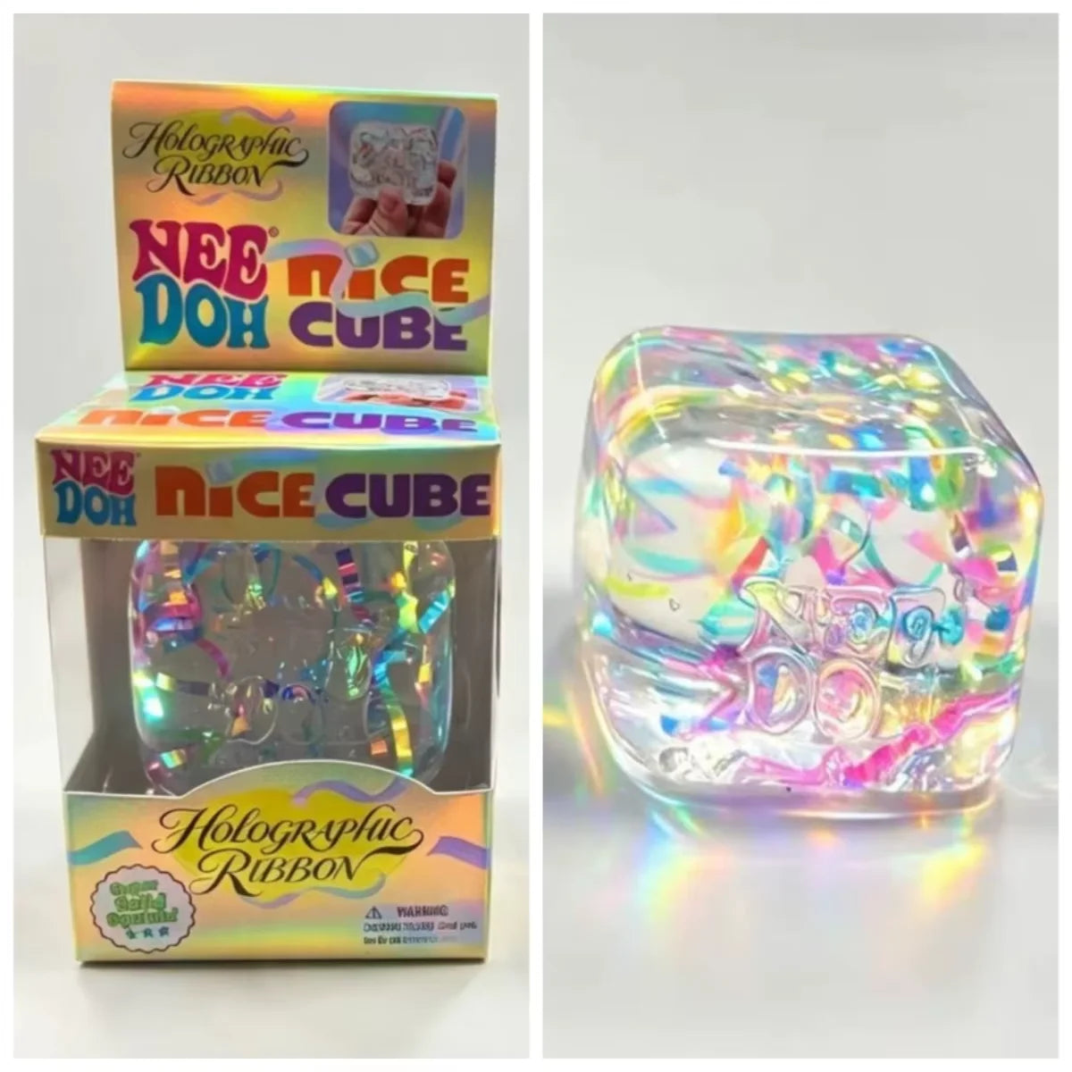 Holographic Ribbon Squeeze Fidget Cube