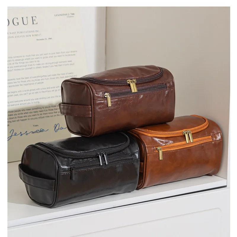 Faux Leather Travel Toiletry Bag