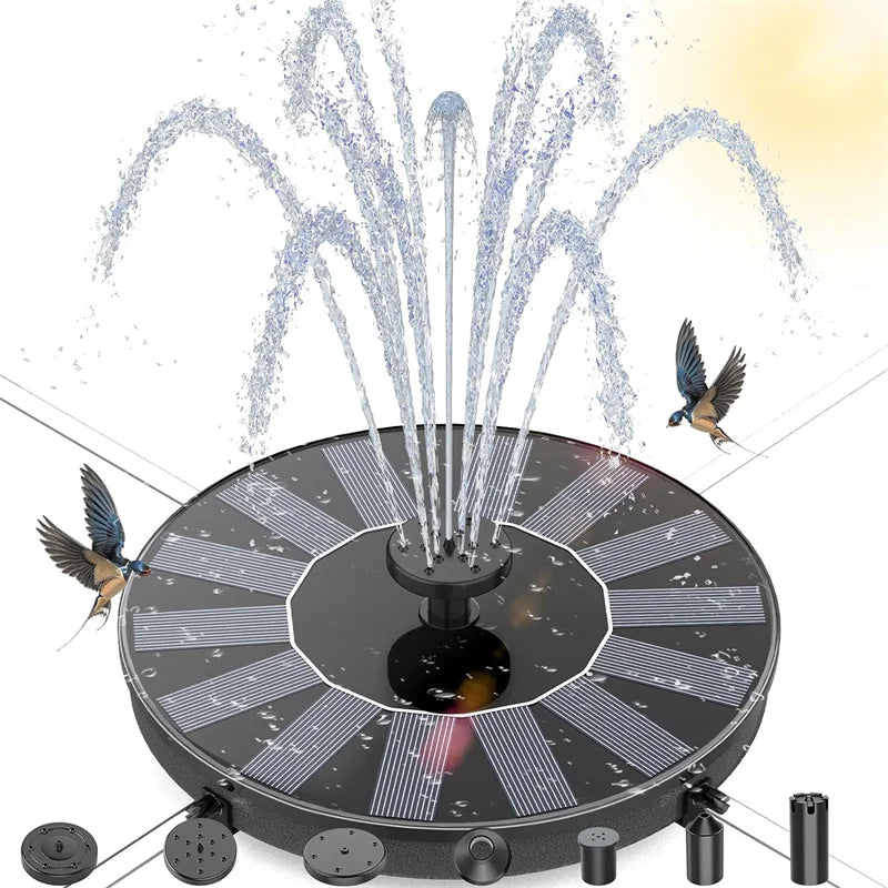 Solar Floating Fountain Pump for Bird Baths, Ponds & Gardens – 6 Nozzles