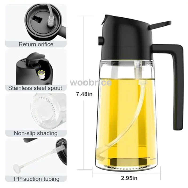 2-in-1 Cooking Oil Sprayer & Pourer – Bottle or Brush Options