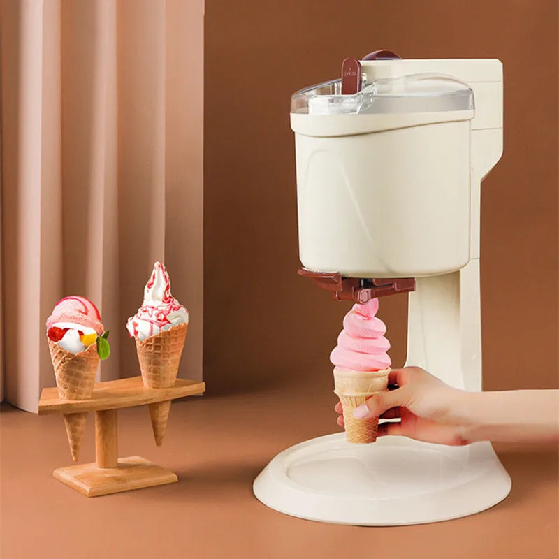 Mini Soft Ice Cream Machine – 1L Home Ice Cream Maker, Simple One-Button Operation, Makes ~8 Cones, CE Certified