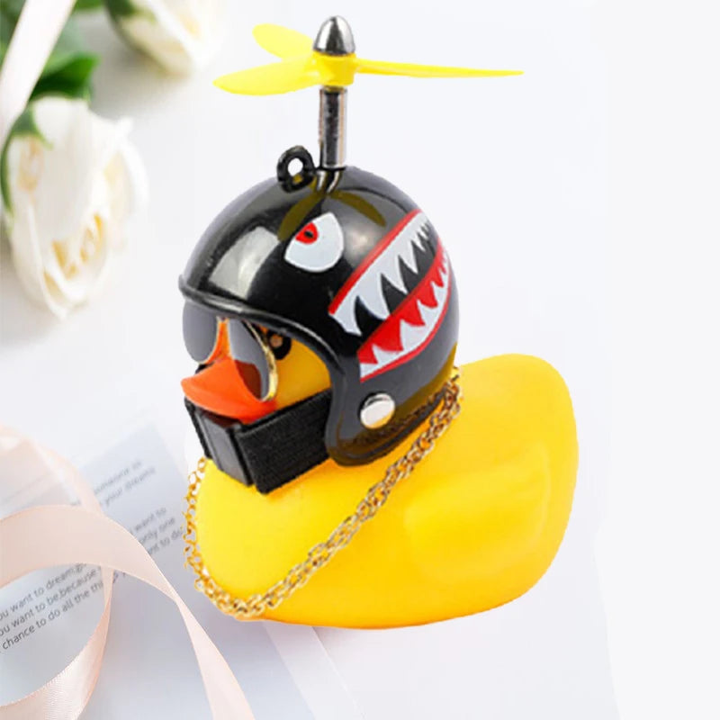 Hot Car Cute Little Pink Duck With Helmet Propeller Wind-breaking Wave-breaking Pink Bike Motorc Riding Auto Internal Decoration