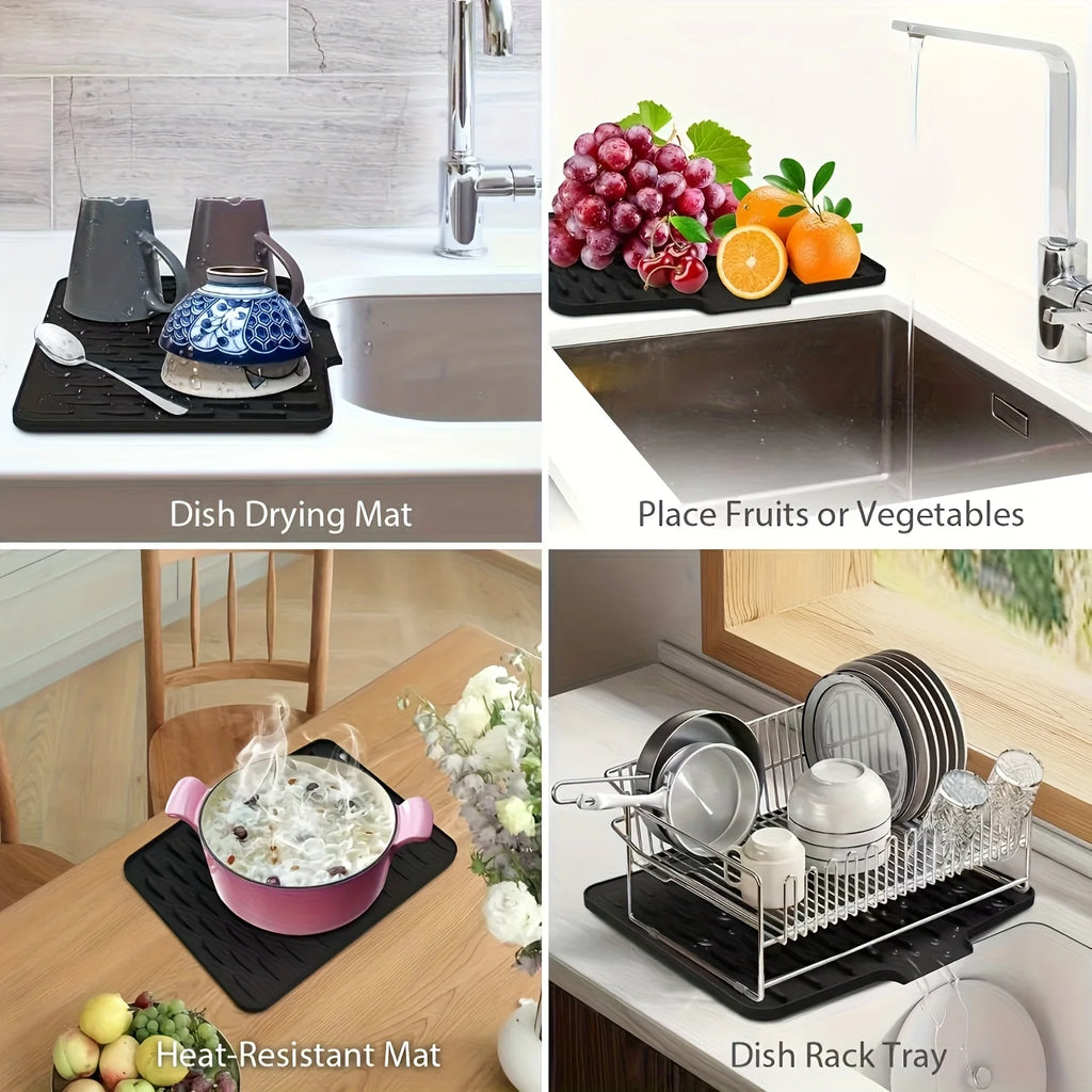Kitchen Dish Drying Mat with Drainage Design