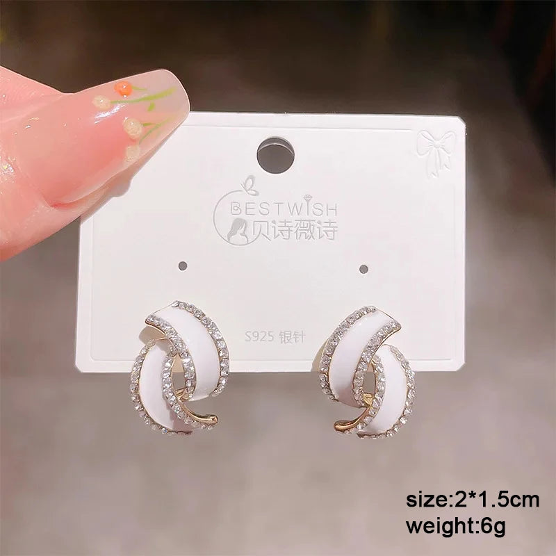 Pure White Women's Dangle Earrings Blooming Flower Acrylic Enamel Butterfly Imitation Pearl Heart Hanging Earrings Elegant Brinc