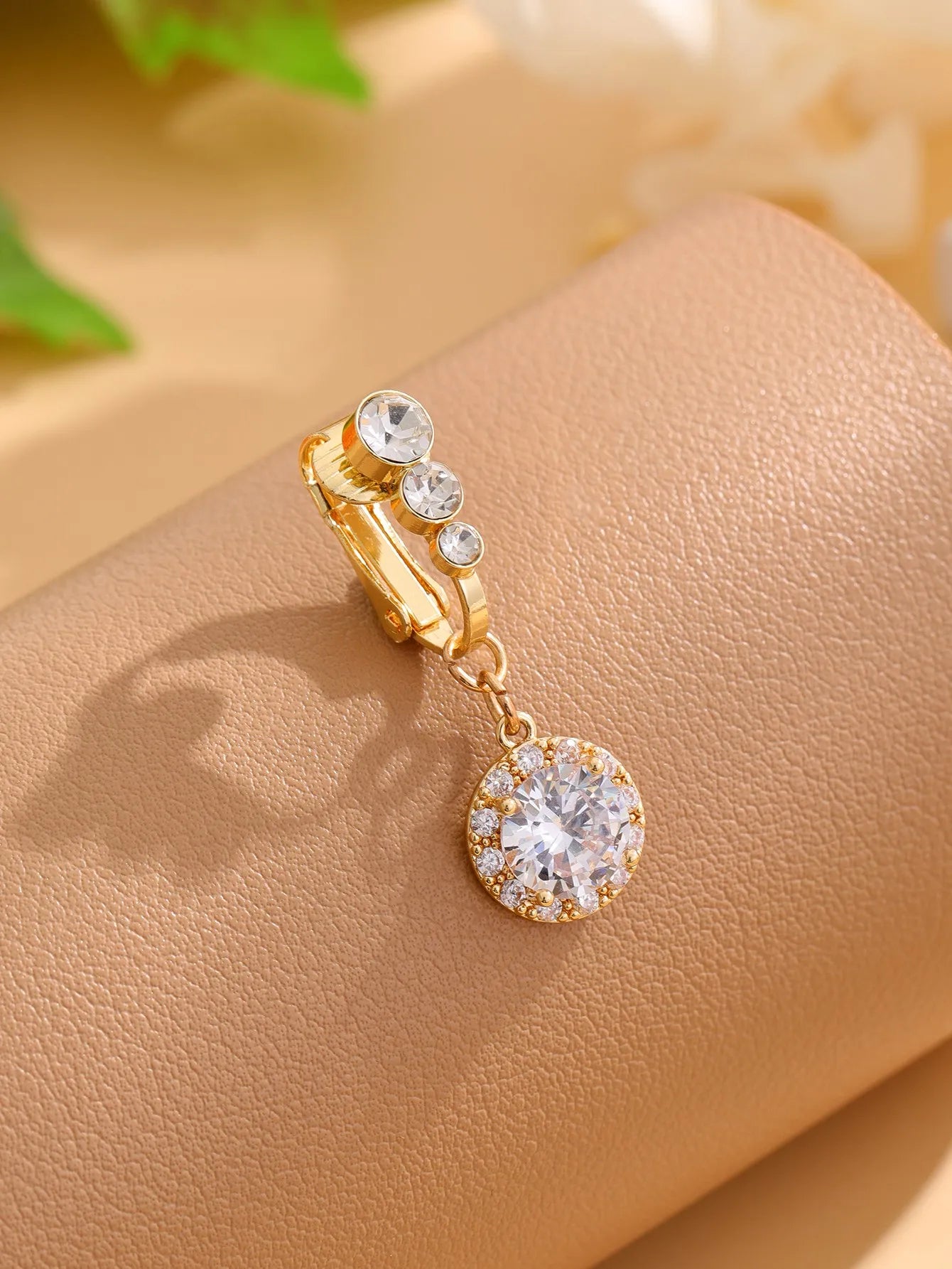 Long Dangled Flower Crystals Belly Button Rings Sexy Curved Navel Piercing for Women Girls 5 Zircons Belly body Jewelry 1 Piece