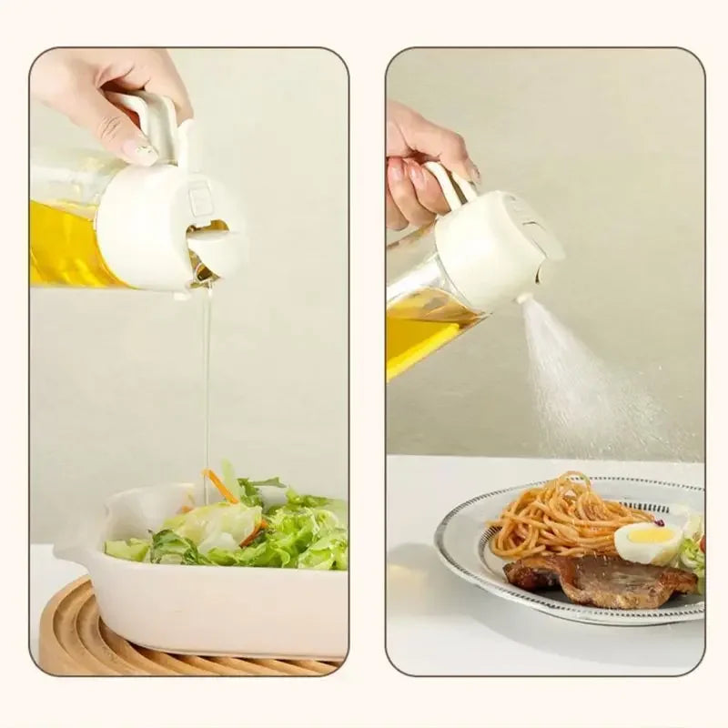 2-in-1 Cooking Oil Sprayer & Pourer – Bottle or Brush Options
