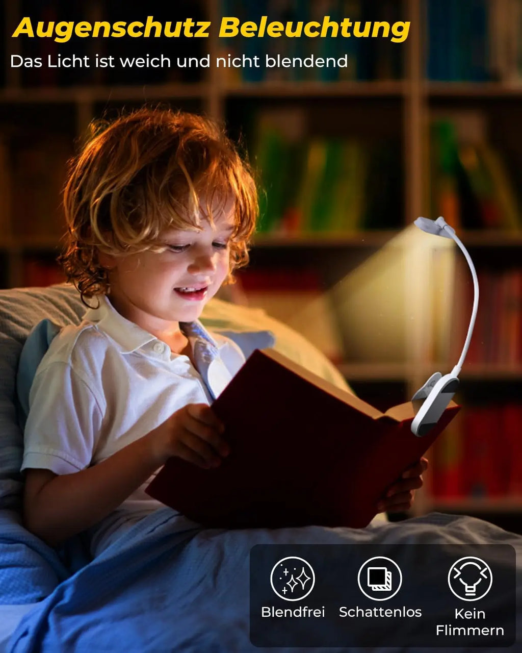 USB-Rechargeable Clip-On LED Book Light