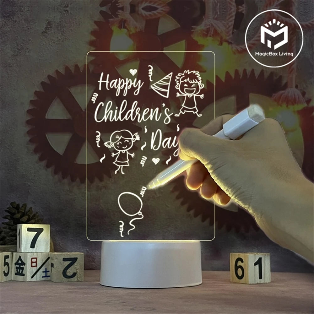 LED Acrylic Message Board – USB-Powered Warm White Light