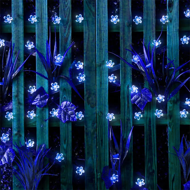 Solar Cherry Garden Blossom Flower Lights Garlands String Lights Solar Outdoor Waterproof Christmas Decoration Lamp