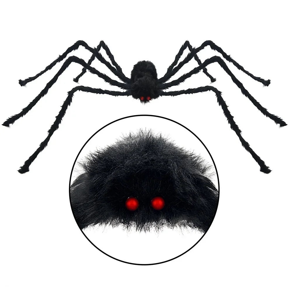 Black Plush Spider with Bendable Legs – Halloween Decoration