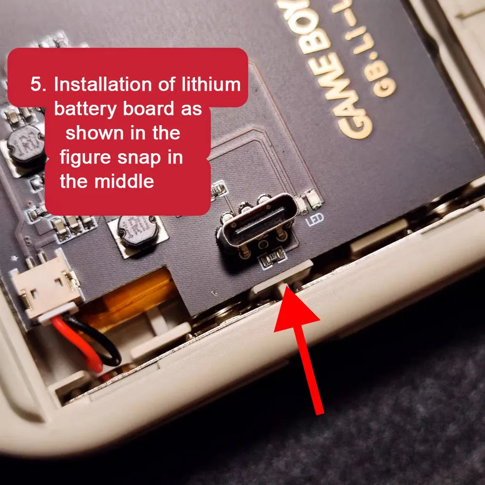 High Capacity 2300mAH Rechargeable Lithium Battery USB-C for Game boy Thick Machine for GB DMG Highligh