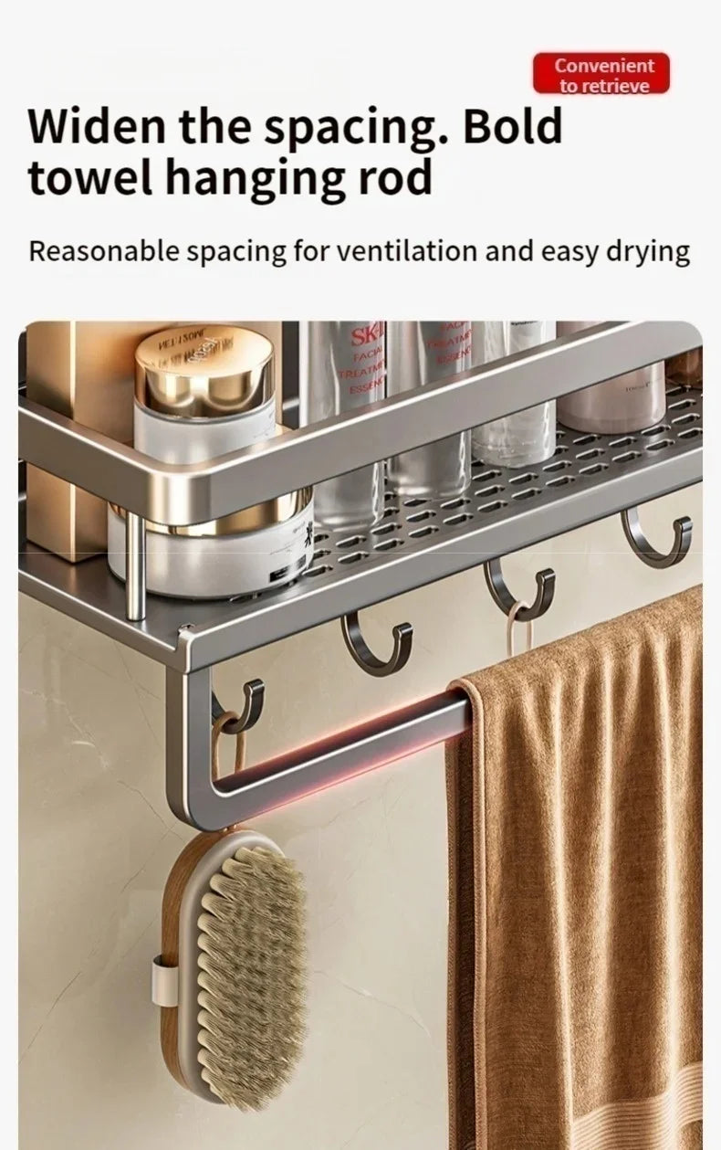 Suction-Cup Bathroom Shelf – Gray