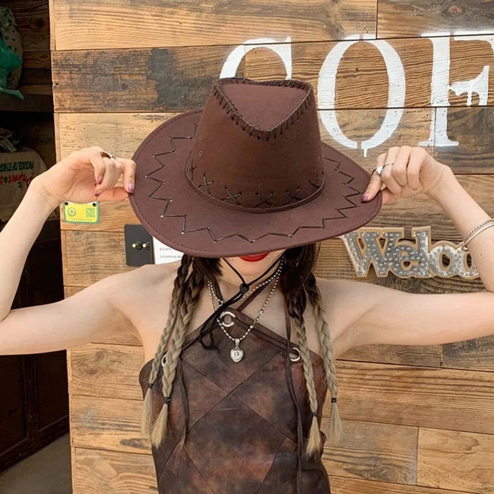 Western Cowboy Hat with Contrast Stitching