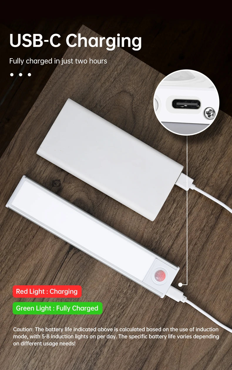 Rechargeable Motion-Sensor LED Light Bar – 3 Colors, Under-Cabinet