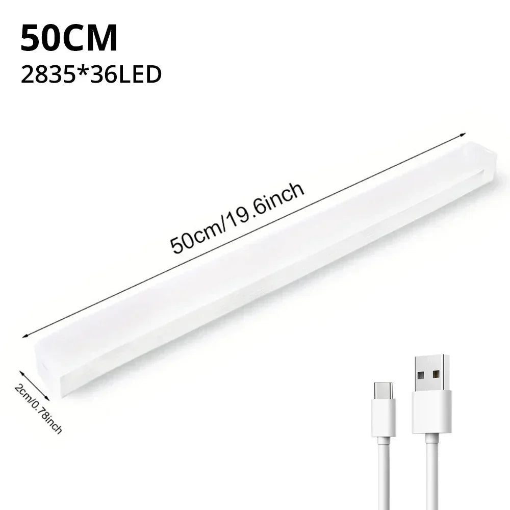 Motion Sensor Light Wireless Rechargeable LED Night Light Closet Cabinet Wardrobe Lamp Kitchen Staircase Backlight 10/20/30/50cm