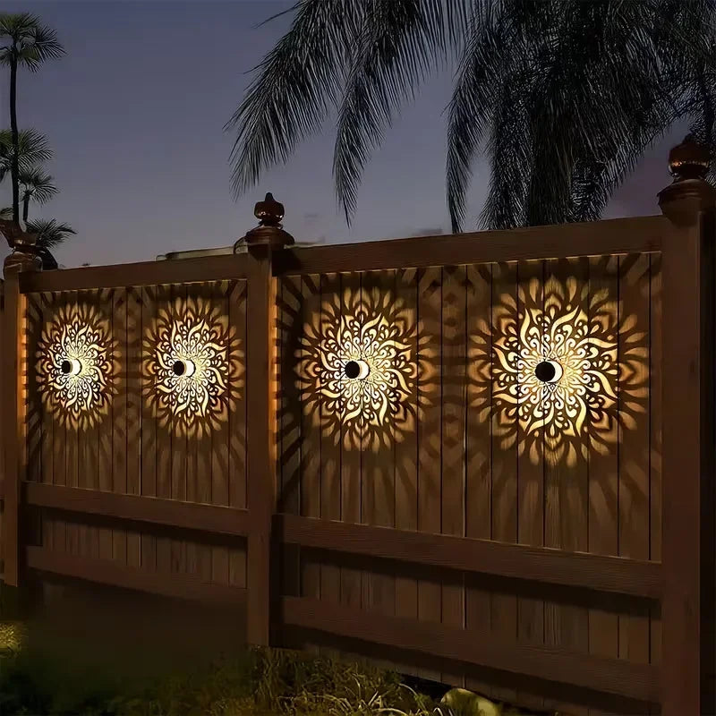 Solar Mandala Sonnenblumen Projektor Wandleuchte Außen Garten Dekoration Landschaftslicht für Terrasse Garten Anwesen Veranda Hof