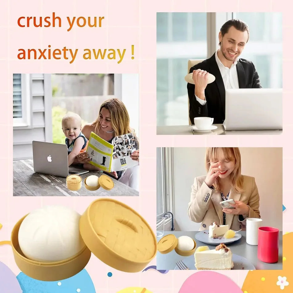 Dumpling Pressure Dumpling Squishies Cute Colorful Bun Toy Slow Rising Stress Relief Fidget Toy for Kids Adults Anti-Anxiety Toy