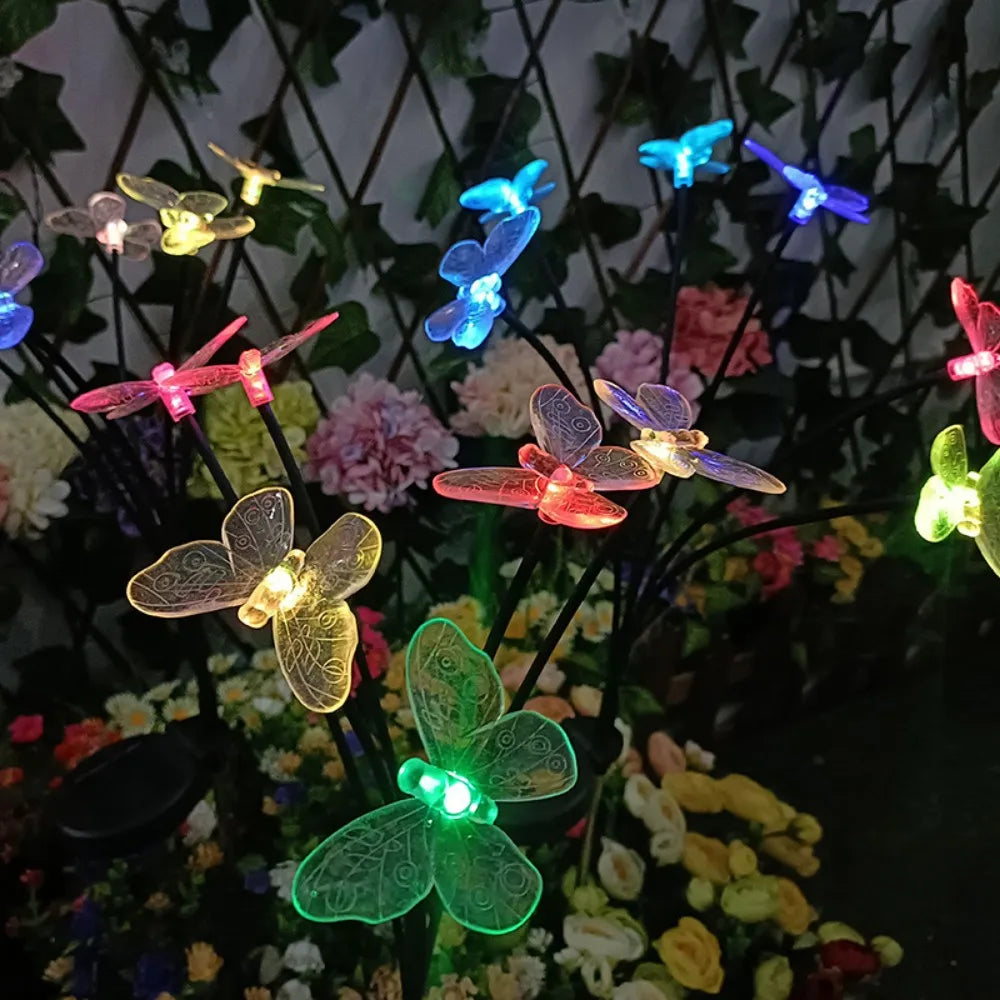 SolarLED ClearButterfly Flower Lights Waterproof Outdoor Garden Lawn Decor For Yard Camping Weddings Parties Festival Atmosphere