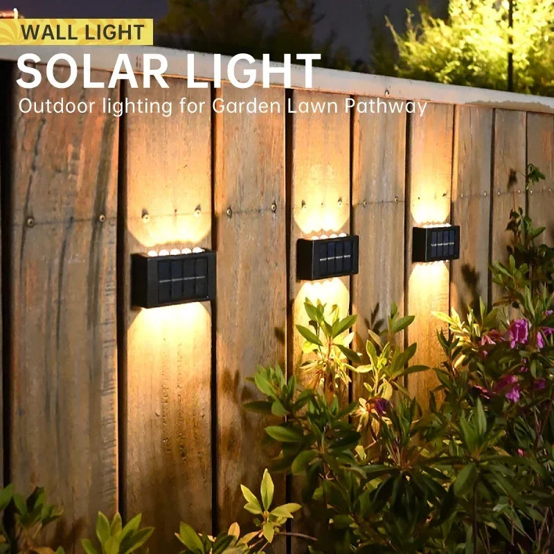 LED Solar Light Outdoor Waterproof Solar Wall Lamp Up and Down Luminous Lighting for Garden Fence Decor Solar Powered Wall Lamp