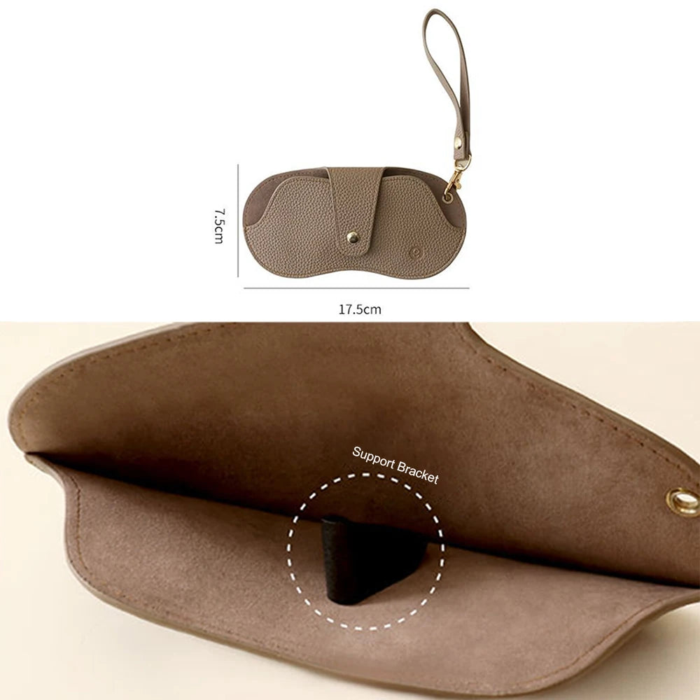 Textured Faux Leather Glasses Pouch with Carry Handle
