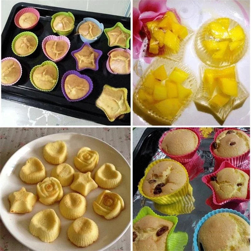 Reusable Silicone Cupcake Liners – 6 or 12 Pieces, Four Shapes