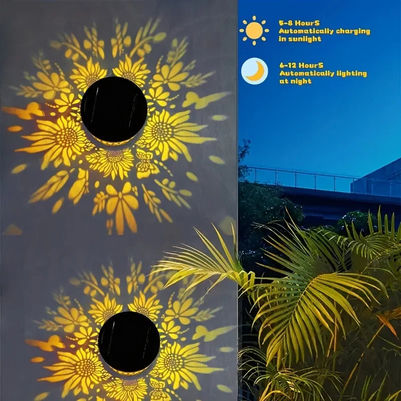 Solar-Sonnenblumen-Wandleuchte Außen Garten Mandala Muster Dekoration Wandleuchte für Terrasse Garten Anwesen Veranda Hof Dekor