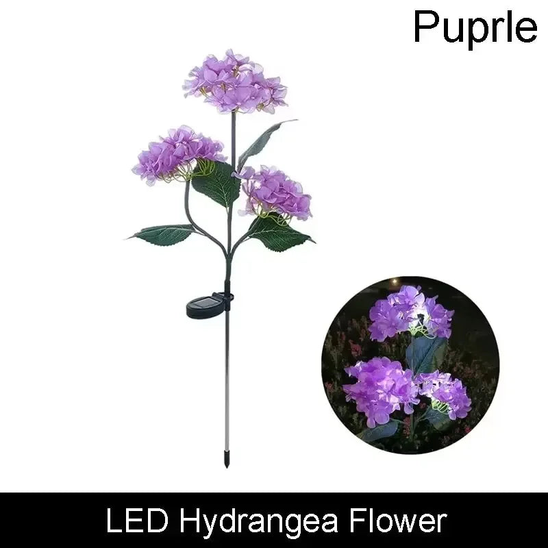 Solcellsdriven Hortensia Blomsterbelysning för Uteplatsdekoration, LED-simulering Blomsterbelysning, Solladdad Gräslampa för Trädgårdsdekor