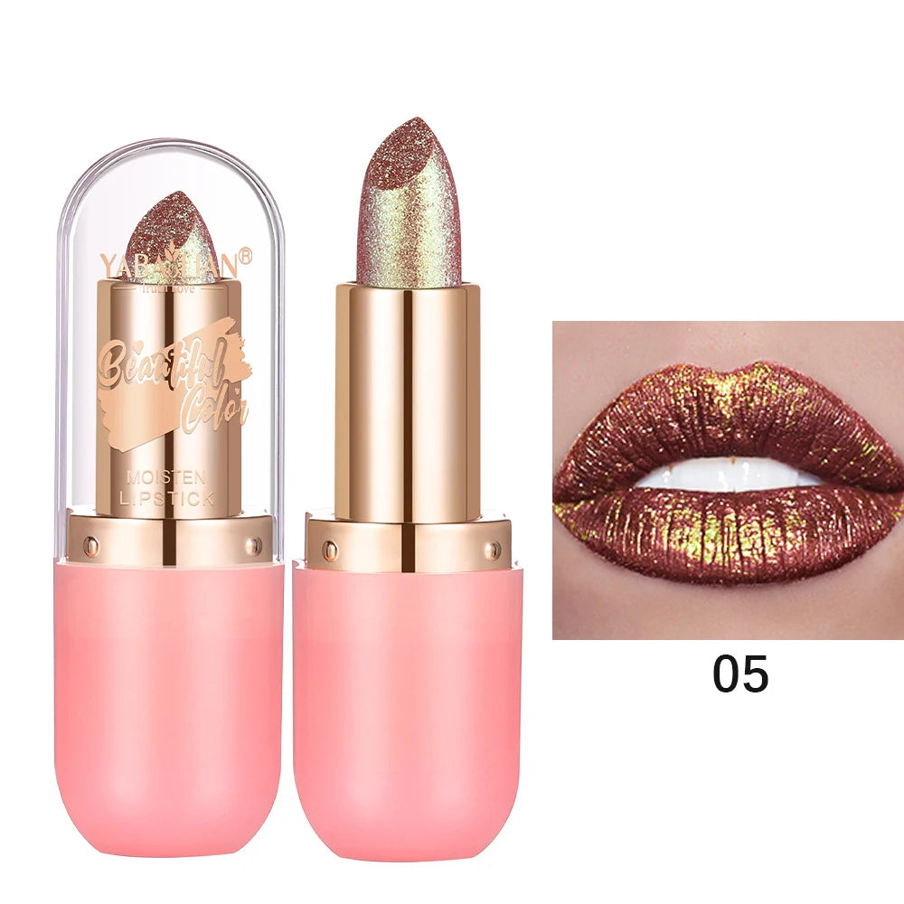 Metallic Shimmer Lipstick – 7 Chameleon & Pearl Shades