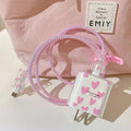 Heart-Print Charger Cover & Cable Wrap – Pink or Blue